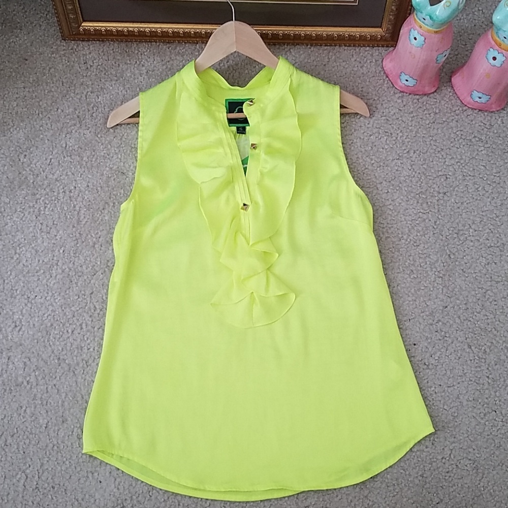C.Wonder ruffle popover yellow blouse